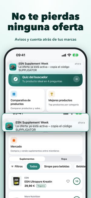 Avisos push al inicio de las ofertas y para restocks en la app Suppligator
