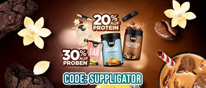 20 % de descuento en todas las proteínas y 30 % en muestras de ESN + envío gratuito a partir de 35 €