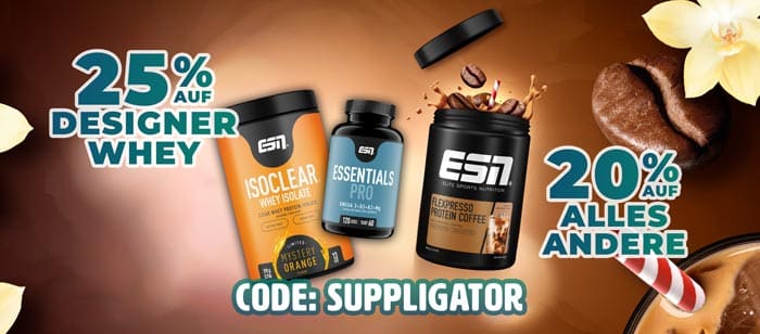 25 % de descuento en Designer Whey y 20 % en el resto de productos de ESN