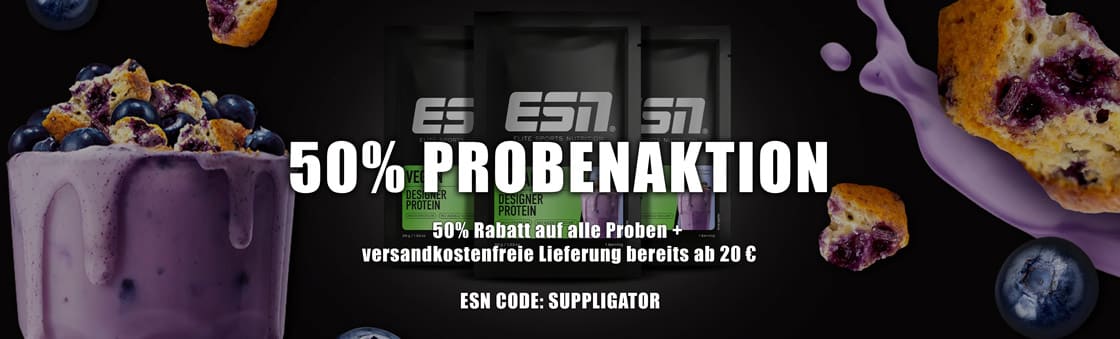 Oferta de muestras del 50 % de ESN con envío gratuito a partir de 20 euros