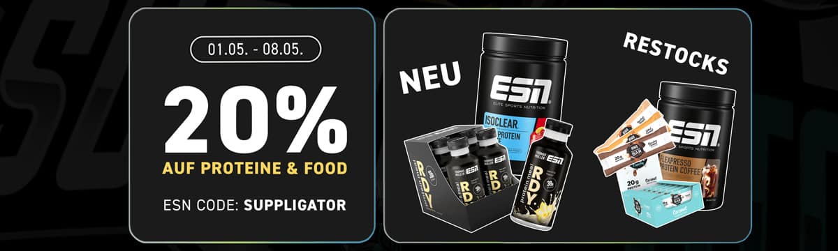 20 % de descuento en la promoción de proteínas y alimentos de ESN + Lanzamiento de ESN RDY
