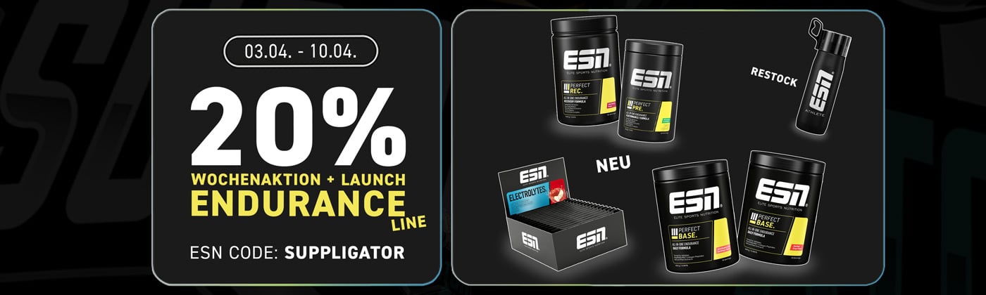 20 % de descuento en los productos estrella de resistencia + 10 % de descuento en el lanzamiento de la nueva línea Endurance