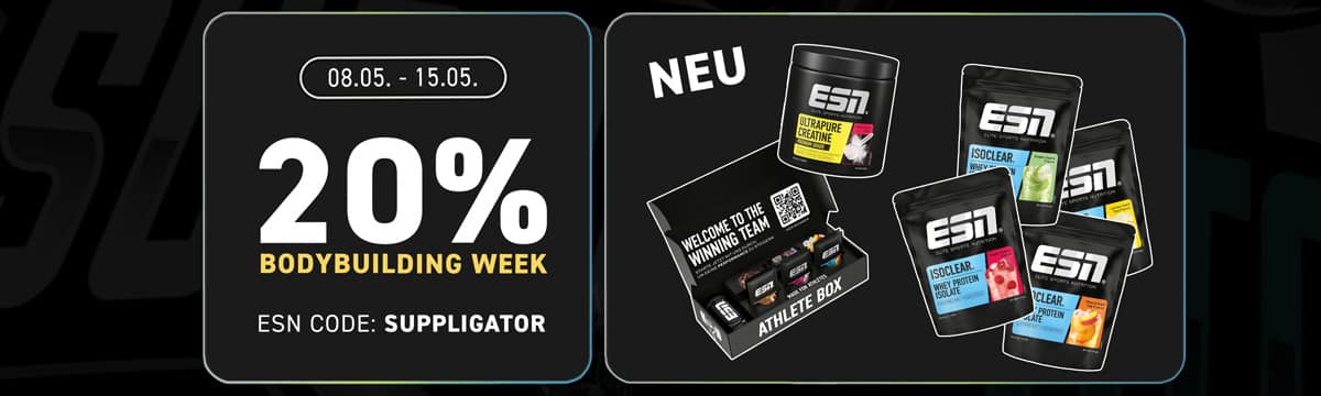 20 % de descuento en la ESN Bodybuilding Week, con numerosos lanzamientos