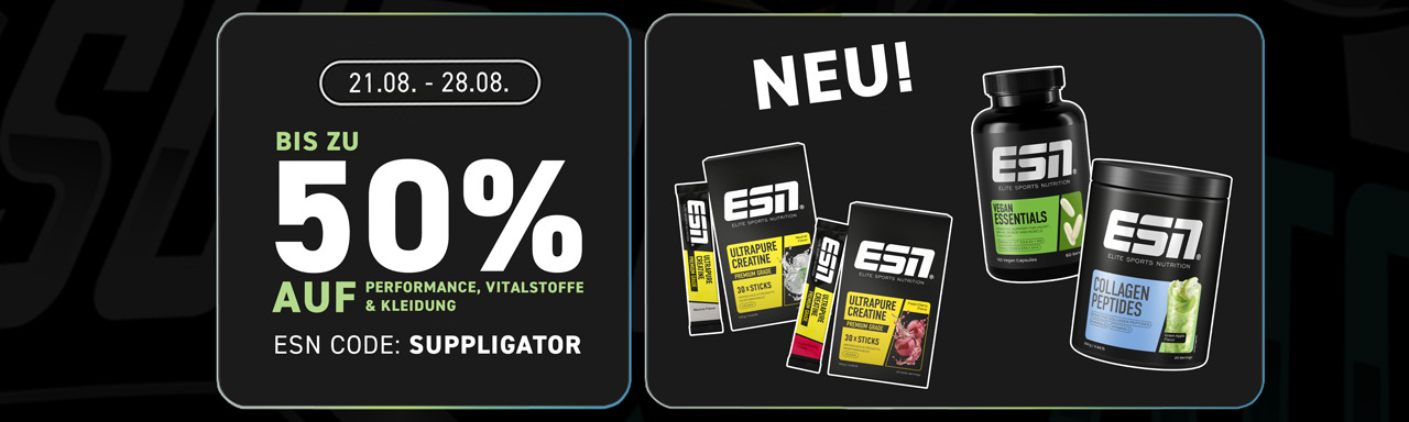 Ahorra hasta un 50 % en la promoción de ESN Performance y Vitalstoff con la oferta especial de ropa de gimnasio