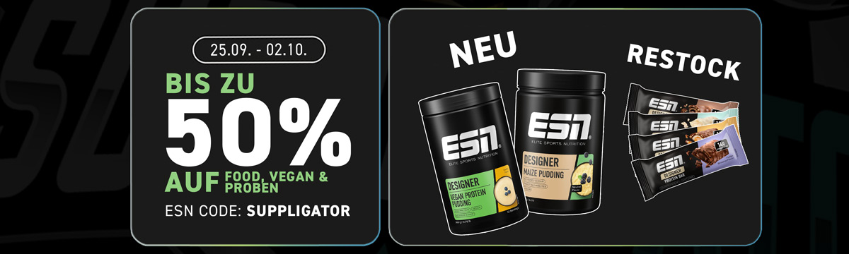 Hasta un 50 % de descuento en comida, productos veganos y muestras en ESN, además del lanzamiento de numerosos productos y paquetes
