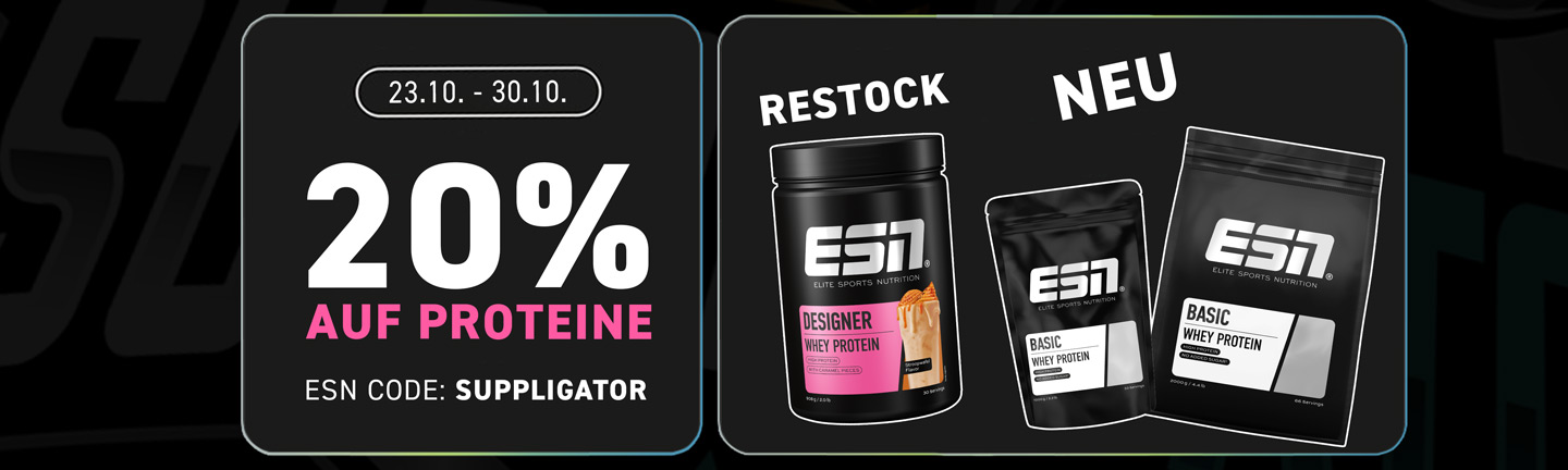Promoción de proteínas de ESN con un 20 % de descuento y el lanzamiento del nuevo ESN Basic Whey