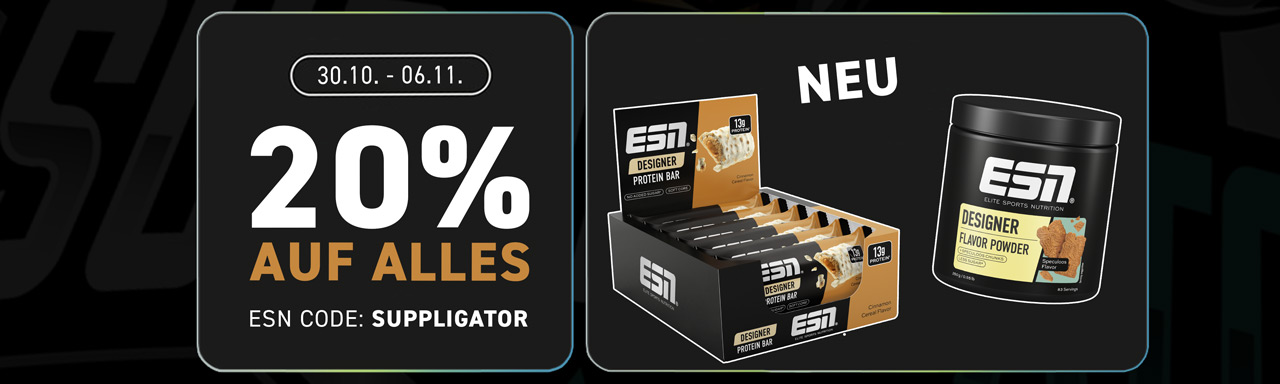 20 % de descuento en todo en ESN + Lanzamiento de la nueva barra de diseño «Cinnamon Cereal»