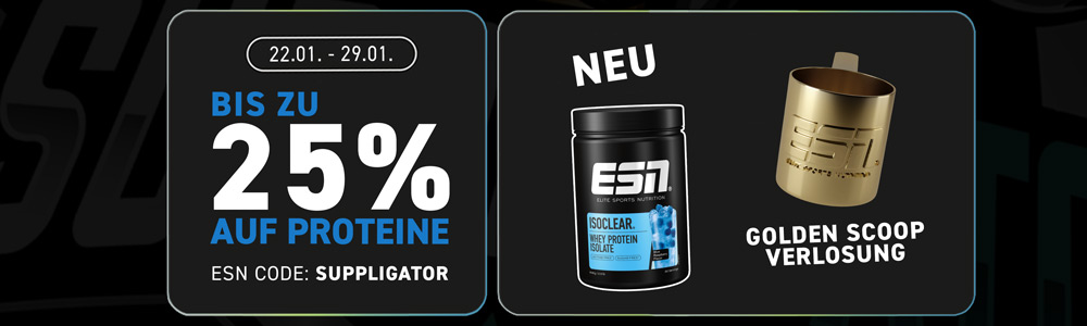 Hasta un 25 % de descuento en la promoción de proteínas de ESN + lanzamiento de ISOCLEAR Blue Raspberry