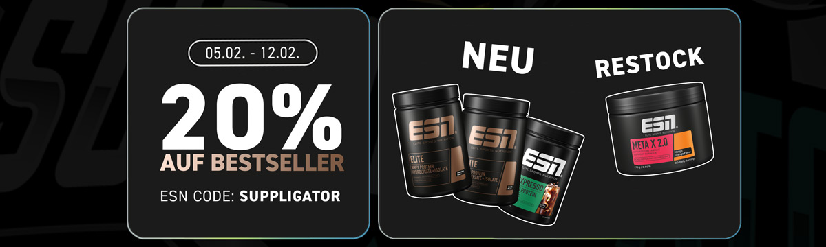 20 % de descuento en los productos más vendidos durante la Semana del Culturismo de ESN, con el lanzamiento de Elite Whey