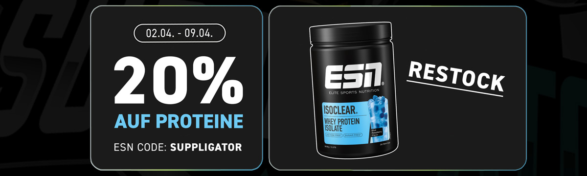 20 % de descuento en todas las proteínas de ESN + ISOCLEAR al reponer existencias