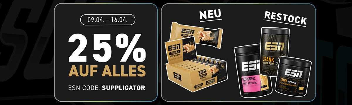 25 % de descuento en todo en la promoción de ESN FIBO + Lanzamiento de la barra Golden Designer y sorteo