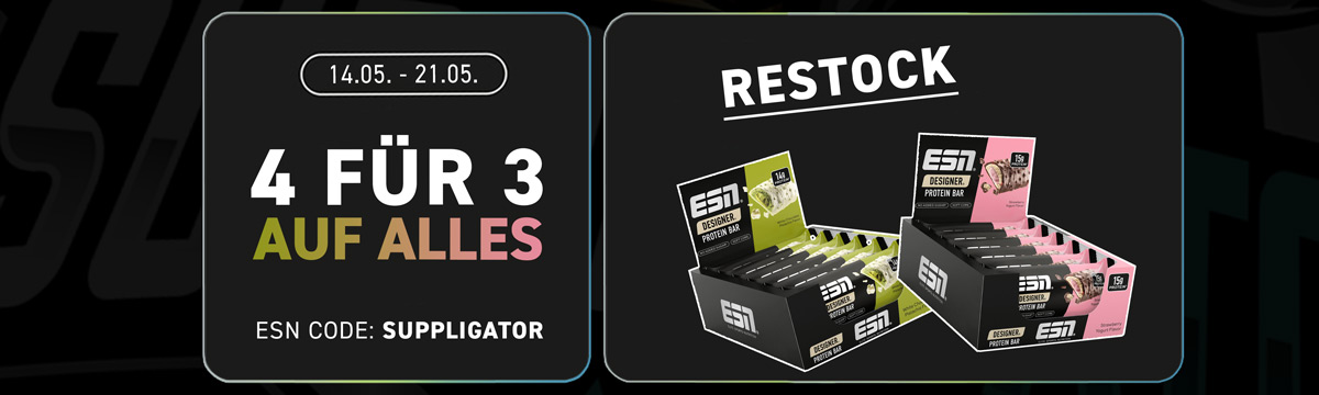 Promoción «4 por 3» en ESN con la reposición de las barritas Designer de pistacho y yogur de fresa