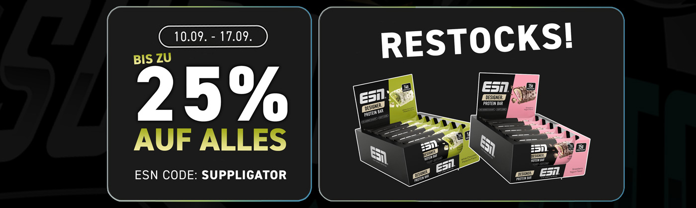 25 % de descuento en todo en ESN con la reposición de la colección Designer Bar