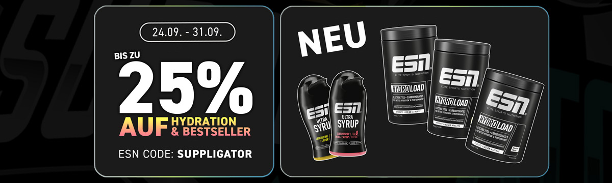 Hasta un 25 % de descuento en ESN en la promoción de hidratación y productos más vendidos. ¡Novedad: Hydroload!