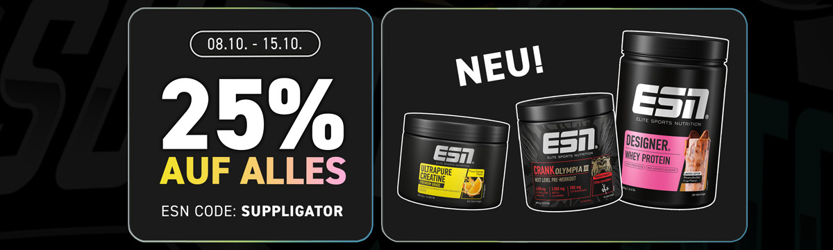 Semana Olímpica de ESN con un 25 % de descuento en todo + Designer Whey Peanut Butter Cup + Ofertas especiales