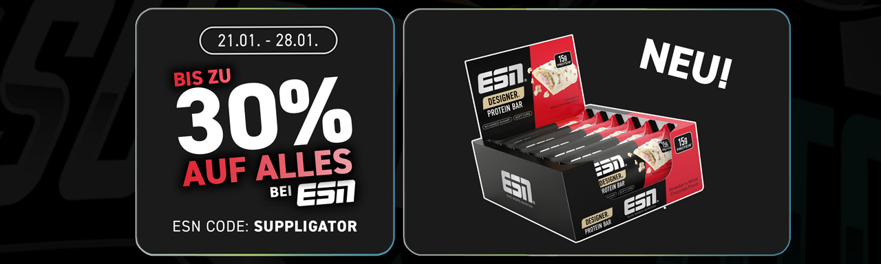Hasta un 30 % de descuento en todo en ESN + nuevo sabor «Designer Bar»