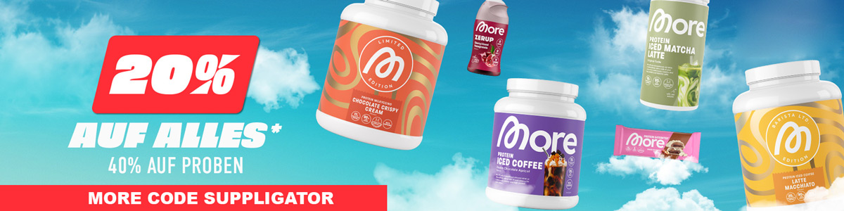 20 % de descuento en todo en More + 40 % en muestras y muchas ofertas destacadas