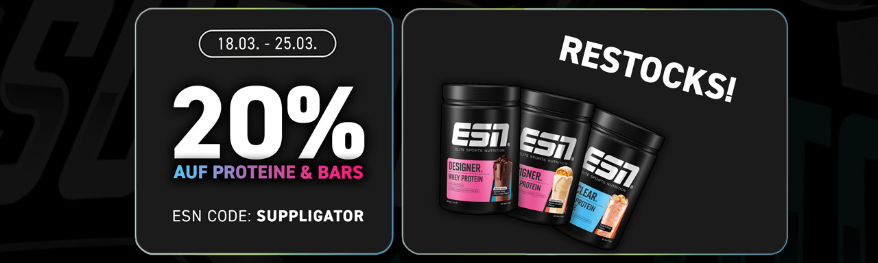 20 % de descuento en proteínas y barritas en ESN