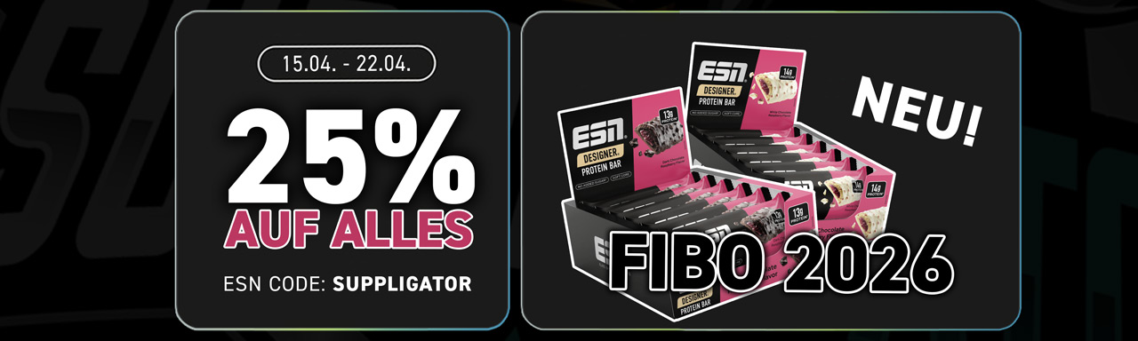 Promoción de ESN en la FIBO 2026: 25 % de descuento en todo y nuevas barritas de diseño